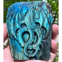 Handgeschnitzter Sheen Labradorit Bergkristall Drache/Fliegender Drache/Glänzend Polierter Labradorit/Chakra/Wohndekor/Sammlerstücke/Heilstein von CHMineralCollection