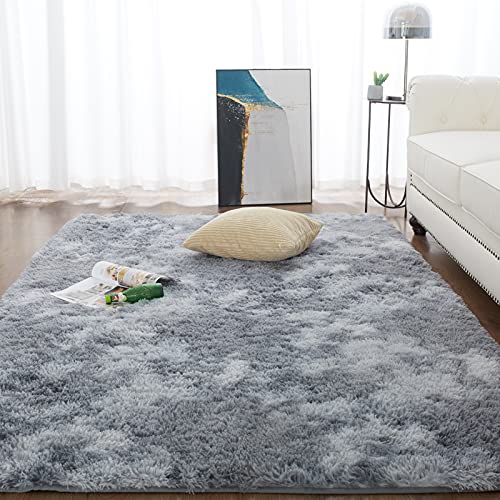 CHOSHOME Teppich Wohnzimmer Shaggy Teppich Hochflor Teppich Grau Langflor Teppich Kinderzimmer Modern Bunte Batik Teppich Jugendzimmer Flauschiger Teppich Groß, Grau 150 X 240CM von CHOSHOME