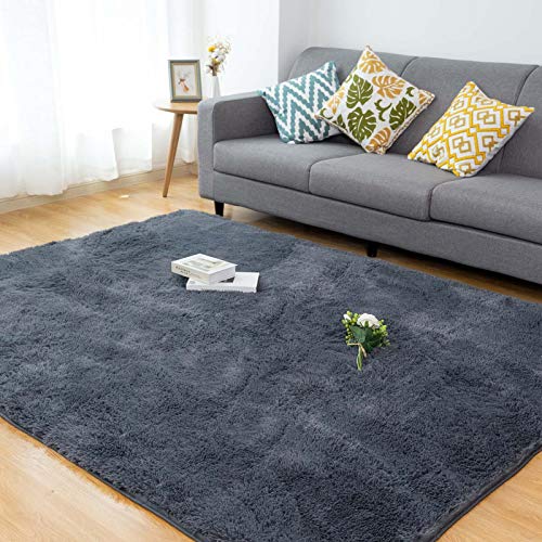 CHOSHOME Shaggy-Teppich für Wohnzimmer, Shaggy, Langflor, Langflor, Langflor, lang, lang, Polyester, Grau, 90 x 150 cm von CHOSHOME