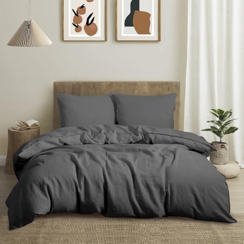 CHUFFED Leinen Bettwäsche 220×240 3teilig Bettwäsche-Sets 100% Naturleinen Bettwäsche-1 Bettbezug 220×240 cm + 2 Kissenbezug 80×80 cm mit Reißverschluss, Weich Atmungsaktiv, Grau CHUFFED Leinen Bettwäsche 220×240 3teilig Bettwäsche-Sets 100% Naturleinen Bettwäsche-1 Bettbezug 220×240 cm + 2 Kissenbezug 80×80 cm mit Reißverschluss, Weich Atmungsaktiv, Grau von CHUFFED