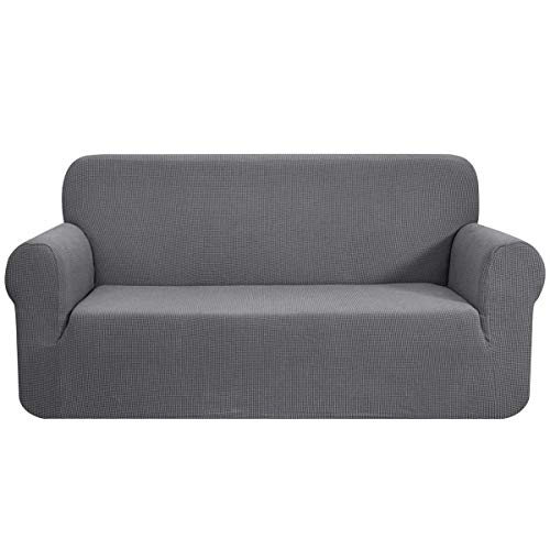 CHUN YI 1-Stück Sofabezug Sofa Überwürfe Jacquard Elastische Sesselbezug Stretch Spandex Couchbezug Sofahusse Sofa Abdeckung(2 Sitzer,Hellgrau) von CHUN YI