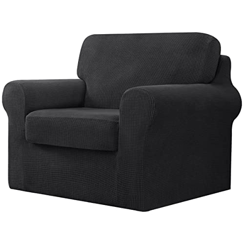 CHUN YI Sofabezug Stretch Sofa Überwürfe mit separaten Kissen- und Rückenbezügen Elastisch Sitzkissenbezug Sofahusse Couchbezug Wohnzimmer Dekor(Grau,1 Sitzer) von CHUN YI