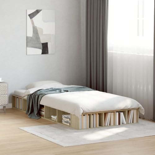 CIADAZ Bettgestell Sonoma-Eiche 100x200 cm Holzwerkstoff, Bett, Bettgestell, Jugendbett, Schlafzimmer Bett, Bed Frame -3280512 von CIADAZ