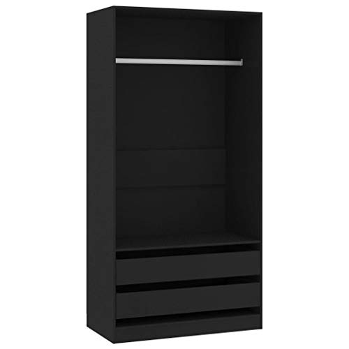 CIADAZ Kleiderschrank, Schlafzimmerschrank, Kleiderschränke, Garderobenschrank, Haushaltsschrank, Ordnungssystem Kleiderschrank, Schwarz 100×50×200 cm Spanplatte von CIADAZ