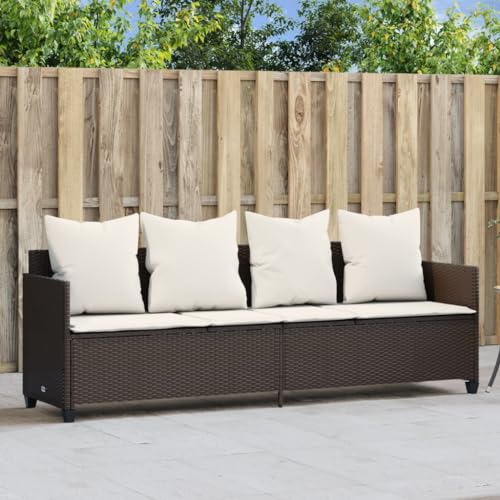 CIADAZ Sonnenliege mit Kissen Braun Poly Rattan, Gartenliege, Liegestuhl, Sonnenstuhl, Sonneninsel Outdoor, Liegen, Gartenmöbel, Bäderliege, Relaxliege - 368345 von CIADAZ