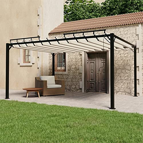 Pavillon mit Lamellendach, CIADAZ Faltpavillon, Pergola, Partyzelt, Standmarkise, Sonnenzelt, Garten Pavillion, Grillpavillon,3x4 m Creme Stoff und Aluminium von CIADAZ