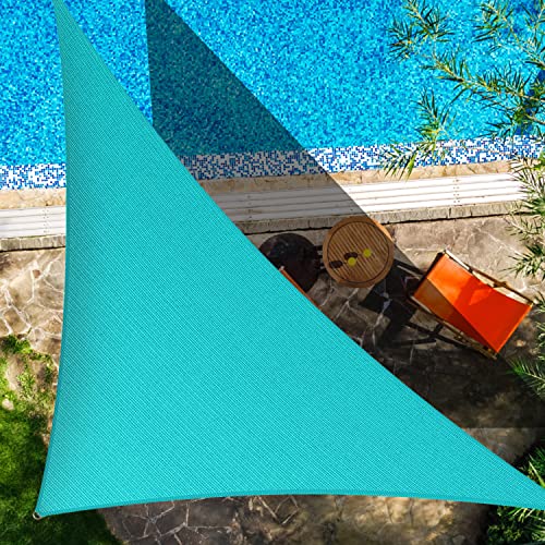 CIELO COLORIDO Dreiecks-Sonnensegel, 3,5 x 3,2 x 4,2 m, Türkis, 95 % UV-Schutz, wasser- und luftdurchlässig, handelsübliche Größe, akzeptiert von CIELO COLORIDO