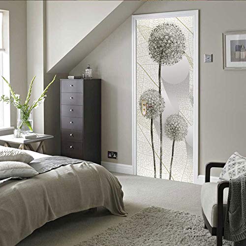 Tür tapeten 3d selbstklebend Abstrakte Pusteblume Türposter Türaufkleber Abnehmbare Vinyl türfolie Fototapete diy Wandbild Wohnzimmer Schlafzimmer Kinderzimmer Badezimmer B100 x H200cm von CILODO