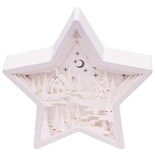 CIM 3D Papercut Lightbox – STAR Winter Wonderland – Maße: 15x6x23cm – Wunderland Shadowbox Wohnaccessoire - Schnitzlampe aus Papier – Nachtlicht – einzigartige Dekoration für Fensterbänke und Regale von CIM