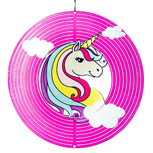 CIM Metall Windspiel – Rainbow Unicorn Pink - 250mm - leichtdrehendes Windmobile mit brillanten Farben- inklusive Aufhängung – attraktive Raum- Fenster und Garten-Dekoration von CIM