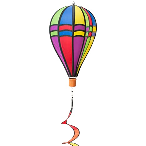 CIM Windspiel - Satorn Balloon Twister Retro - wetterbeständig - Ballon:Ø23cm x 37cm, Holzkorb: 4cm x 3.5cm, Spirale: Ø10 cm x 75cm - inklusive Aufhängung von CIM