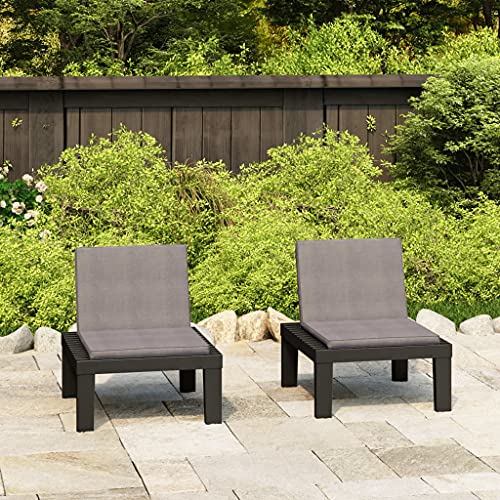 CINDERFUL Gartenstühle mit Auflagen 2 STK. Kunststoff Grau Gartenmöbel Gartenstühle CINDERFUL Gartenstühle mit Auflagen 2 STK. Kunststoff Grau Gartenmöbel Gartenstühle von CINDERFUL