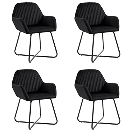 Set Kitchen and Dining Room Chairs Comfortable Seating Easy to Clean Polished Kitchen Chairs Easy Assembly Breathable Kitchen Comfort (Color : Schwarz4 STK, Size : 61 x 61 x 84 cm (B x T x H)) von CINDERFUL