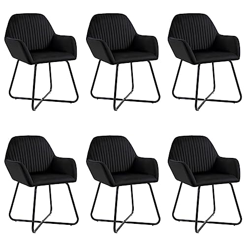 Set Kitchen and Dining Room Chairs Comfortable Seating Easy to Clean Polished Kitchen Chairs Easy Assembly Breathable Kitchen Comfort (Color : Schwarz6 STK, Size : 61 x 61 x 84 cm (B x T x H)) von CINDERFUL