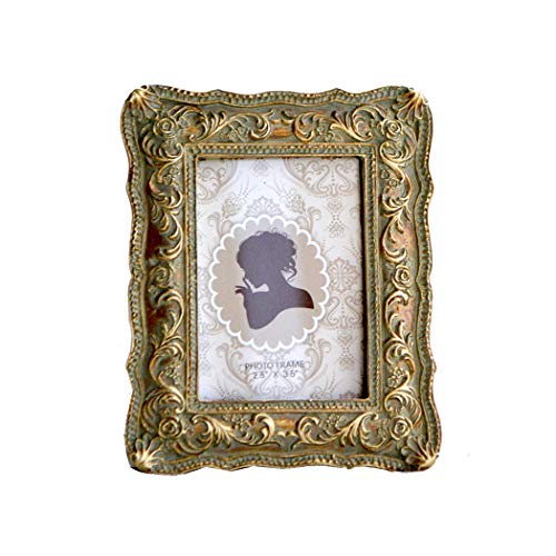 CISOO Vintage Mini-Bilderrahmen, 6,3 x 8,9 cm, antiker kleiner Fotorahmen, Tischdisplay und Wandbehang, Heimdekoration (Bronze mit grünem Rost) von CISOO