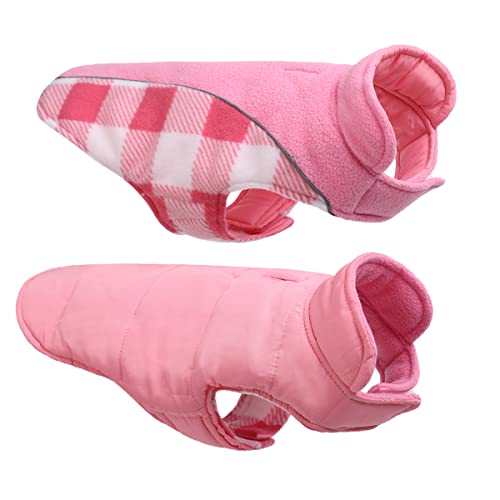 CITÉTOILE Hundemantel Winter, Hundemantel Wasserdicht Winddichte, Wendbarer Hundejacke für Kleine Mittel Große Hunde, Hundemantel Baumwolle mit Geschirrloch, Reflektierend Warm Verstellbarer, Rose, L von CITÉTOILE