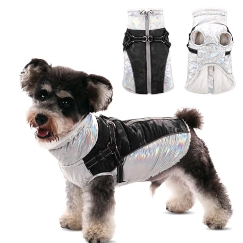 CITÉTOILE Warmer Hundemantel mit Geschirr, Wasser & Winddichte Reflektierender Winter-Hundebekleidung für Kaltes Wetter, Hundejacke mit Reißverschluss und Stehkragen für Kleine Hunde, Schwarz, XXL von CITÉTOILE