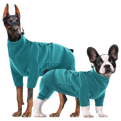 CITÉTOILE Winter Fleece Hundemantel mit Füßen, Warme Hundepullover für Kleine/Große/Mittlere Hunde, hohem Kragen Hundebekleidung mit Sicheren Reflexstreifen und Bauchschutz, Blau, M von CITÉTOILE