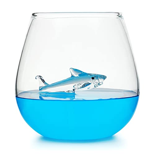 CKB LTD Trinkglas mit Hai-Motiv, 500 ml, groß, ideal für Wasser, Whisky, Orangensaft, einzigartiges Trinkglas, 1 Stück von CKB