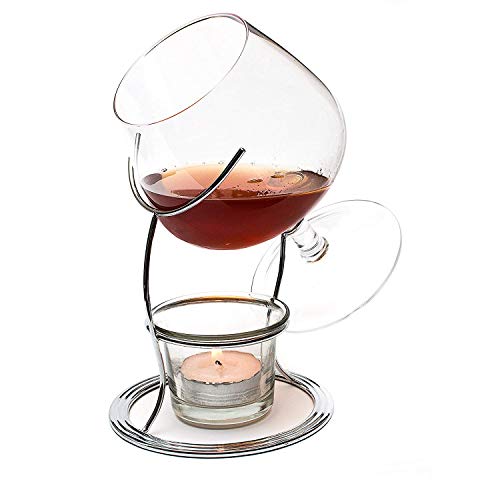 CKB Ltd® Brandy & Cognac Snifter Warmer Brandy Gläser Cognacgläser & Schwenker Brandy-Glas Stand Gift Set Wärm-Ständer, Teelicht & Teelichthalter von CKB