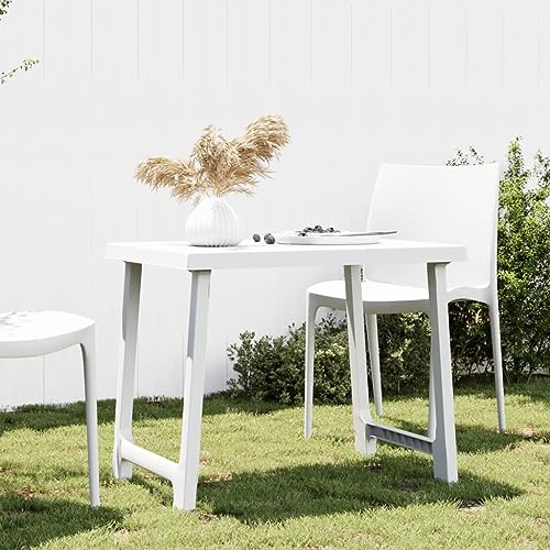 CKioict Outdoor Tisch Terrassentisch Stehtisch Outdoor Campingtisch Weiß 79x56x64 cm PP HolzoptikFür Gärten, Rasenflächen, Balkone von CKioict