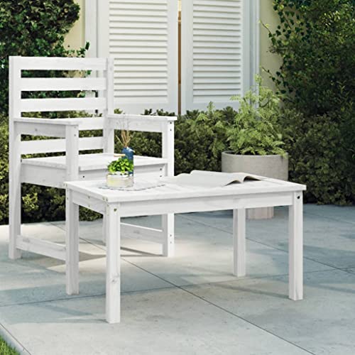 CKioict Outdoor Tisch Terrassentisch Stehtisch Outdoor Gartentisch Weiß 82,5x50,5x45 cm Massivholz KieferFür Gärten, Rasenflächen, Balkone von CKioict