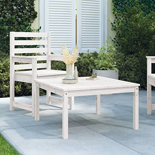 CKioict Outdoor Tisch Terrassentisch Stehtisch Outdoor Gartentisch Weiß 82,5x82,5x45 cm Massivholz KieferFür Gärten, Rasenflächen, Balkone von CKioict