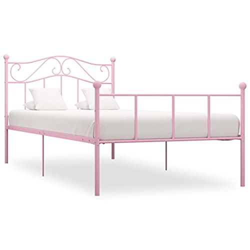 CKioict Schlafzimmerbett Tagesbett Doppelbett/Einzelbett Bettgestell Rosa Metall 100 × 200 cmGeeignet für Schlafzimmer, Wohnzimmer, Gästezimmer von CKioict