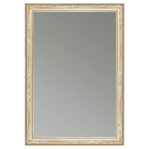 CLAMARO 'ELSA' Antik Wandspiegel 85x135 cm mit Rahmen | Creme Weiß Gold | Shabby Chic Vintage Barock Spiegel mit Holzrahmen | Barockspiegel inkl. Metall Aufhänger und Montagematerial CLAMARO 'ELSA' Antik Wandspiegel 85x135 cm mit Rahmen | Creme Weiß Gold | Shabby Chic Vintage Barock Spiegel mit Holzrahmen | Barockspiegel inkl. Metall Aufhänger und Montagematerial von CLAMARO