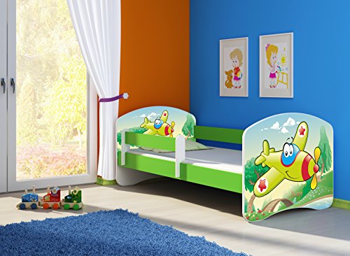 CLAMARO 'Fantasia Grün' 160 x 80 Kinderbett Set inkl. Matratze und Lattenrost, mit verstellbarem Rausfallschutz und Kantenschutzleisten, Design: 29 Flugzeug CLAMARO 'Fantasia Grün' 160 x 80 Kinderbett Set inkl. Matratze und Lattenrost, mit verstellbarem Rausfallschutz und Kantenschutzleisten, Design: 29 Flugzeug von CLAMARO