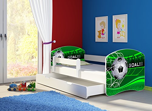 CLAMARO 'Fantasia Weiß' 180 x 80 Kinderbett Set inkl. Matratze, Lattenrost und mit Bettkasten Schublade, mit verstellbarem Rausfallschutz und Kantenschutzleisten, Design: 14 Fußball Toor CLAMARO 'Fantasia Weiß' 180 x 80 Kinderbett Set inkl. Matratze, Lattenrost und mit Bettkasten Schublade, mit verstellbarem Rausfallschutz und Kantenschutzleisten, Design: 14 Fußball Toor von CLAMARO