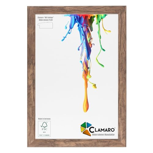 CLAMARO 'Neo Collage' Bilderrahmen 18x22 handgefertigt nach Maß | Eiche Dunkelbraun | MDF-Holz Design Holzbilderrahmen inkl. Acrylglas und Metall Aufhänger (Querformat & Hochformat) von CLAMARO