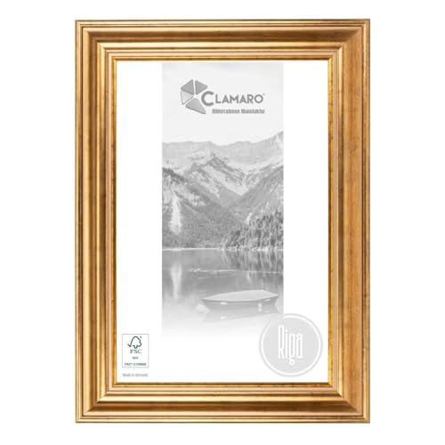 CLAMARO 'RIGA' Bilderrahmen Antik 21x27 Massivholz | Gold | 68 mm breite Shabby Chic Vintage Barock Leiste | Holzrahmen inkl. Acrylglas, Rückwand, Metall Aufhänger CLAMARO 'RIGA' Bilderrahmen Antik 21x27 Massivholz | Gold | 68 mm breite Shabby Chic Vintage Barock Leiste | Holzrahmen inkl. Acrylglas, Rückwand, Metall Aufhänger von CLAMARO