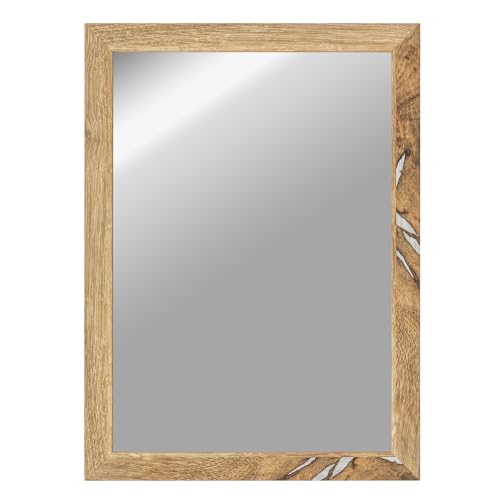 CLAMARO 'Vision' Wandspiegel 80x110 cm maßgefertigt | Eiche Altholz | Moderner eckiger Spiegel mit MDF-Holzrahmen, inkl. Metall Aufhänger und Montagematerial (Querformat & Hochformat) von CLAMARO