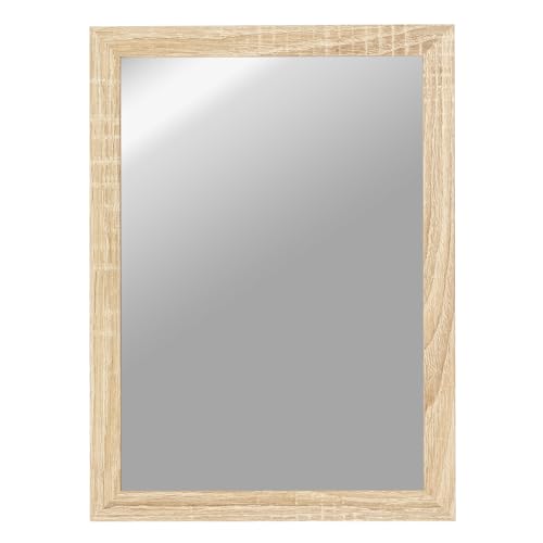 CLAMARO 'Vision' Wandspiegel 85x105 cm maßgefertigt | Eiche Sonoma | Moderner eckiger Spiegel mit MDF-Holzrahmen, inkl. Metall Aufhänger und Montagematerial (Querformat & Hochformat) von CLAMARO