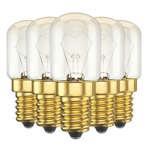 CLAR - Backofenlampe E14 25W 300 Grad, Backofenlampe E14, Glühbirne Backofen, Glühbirne Kühlschrank 25W 300 Grad, Mikrowellen-Glühbirne (Pack5) von CLAR