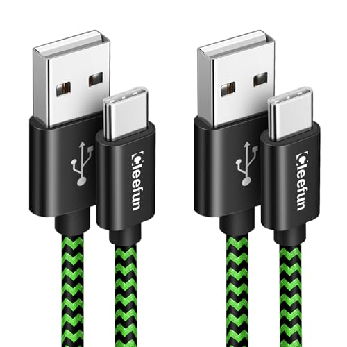 CLEEFUN [1M 2Stück] USB C Kabel 3A Schnellladung, Ladekabel USB C, Robust Nylon USB A auf USB C Ladekabel für S10 S20 S21 S22 S9 S8, A12 A13 A52 A52s A53 A51 A50 A22 A32, M52 M31 M32 M12, P30 P20 von CLEEFUN