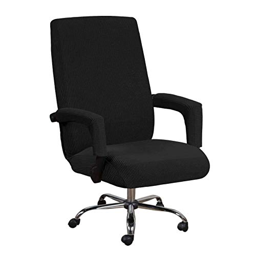 CLGTY Stretch Bürostuhl Bezug Mit Armlehnenbezüge, Abnehmbar Computerstuhl Bezug Spandex Jacquard Stoff Für Schwenkbare Sesselbezug-schwarz-X-groß von CLGTY