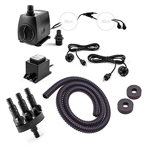 CLGarden Springbrunnen Pumpe SP2-S Set für Gartenbrunnen Bachlauf Wasserspiel Quellstein Springbrunnenpumpe mit 2 LED Ring Beleuchtungen 2X Wasser Ausgang CLGarden Springbrunnen Pumpe SP2-S Set für Gartenbrunnen Bachlauf Wasserspiel Quellstein Springbrunnenpumpe mit 2 LED Ring Beleuchtungen 2X Wasser Ausgang von CLGarden