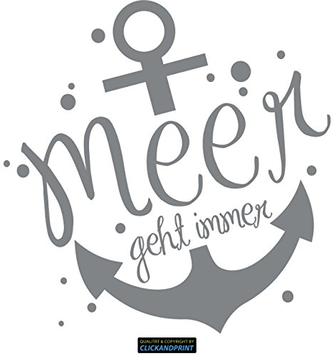 CLICKANDPRINT Aufkleber » Ankermotiv: Meer geht Immer, 40x39,2cm, Silbergrau Metallic • Dekoaufkleber/Autoaufkleber/Sticker/Decal/Vinyl von CLICKANDPRINT