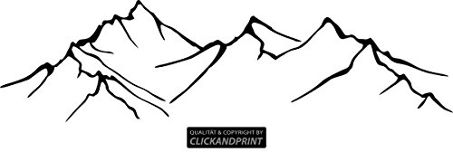 CLICKANDPRINT Aufkleber » Bergsilhouette, 100x27,1cm, Schwarz • Wandtattoo/Wandaufkleber/Wandsticker/Wanddeko/Vinyl von CLICKANDPRINT