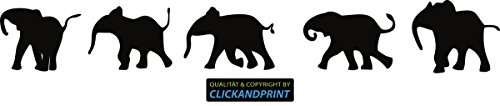 CLICKANDPRINT Aufkleber » Elefanten-Parade, 70x10,3cm, Schwarz • Dekoaufkleber/Autoaufkleber/Sticker/Decal/Vinyl von CLICKANDPRINT