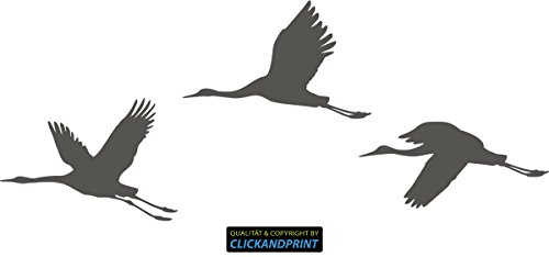CLICKANDPRINT Aufkleber » Kraniche, 30x12,1cm, Aluminium Metallic • Dekoaufkleber/Autoaufkleber/Sticker/Decal/Vinyl von CLICKANDPRINT