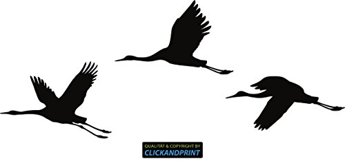 CLICKANDPRINT Aufkleber » Kraniche, 30x12,1cm, Schwarz • Dekoaufkleber/Autoaufkleber/Sticker/Decal/Vinyl von CLICKANDPRINT