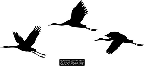 CLICKANDPRINT Aufkleber » Kraniche, 30x12,1cm, Schwarz • Wandtattoo/Wandaufkleber/Wandsticker/Wanddeko/Vinyl von CLICKANDPRINT