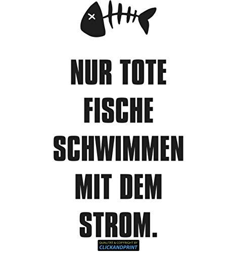 CLICKANDPRINT Aufkleber » Nur Tote Fische Schwimmen mit dem Strom, 20x11,0cm, Schwarz Metallic • Dekoaufkleber/Autoaufkleber / Sticker/Decal / Vinyl von CLICKANDPRINT