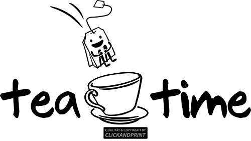 CLICKANDPRINT Aufkleber » Tea time, 30x14,9cm, Schwarz • Wandtattoo/Wandaufkleber/Wandsticker/Wanddeko/Vinyl von CLICKANDPRINT