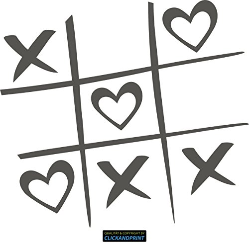 CLICKANDPRINT Aufkleber » Tic Tac Toe, 20x18,3cm, Aluminium Metallic • Dekoaufkleber / Autoaufkleber / Sticker / Decal / Vinyl von CLICKANDPRINT