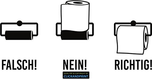 CLICKANDPRINT Aufkleber » Toilettenpapier-Anleitung, 30x13,7cm, Schwarz • Dekoaufkleber / Autoaufkleber / Sticker / Decal / Vinyl von CLICKANDPRINT