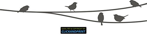 CLICKANDPRINT Aufkleber » Vögel, 60x10,6cm, Aluminium Metallic • Dekoaufkleber / Autoaufkleber / Sticker / Decal / Vinyl von CLICKANDPRINT